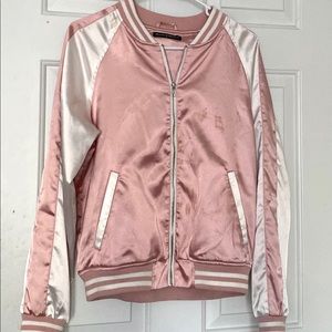 Pink Satin Varsity Jacket